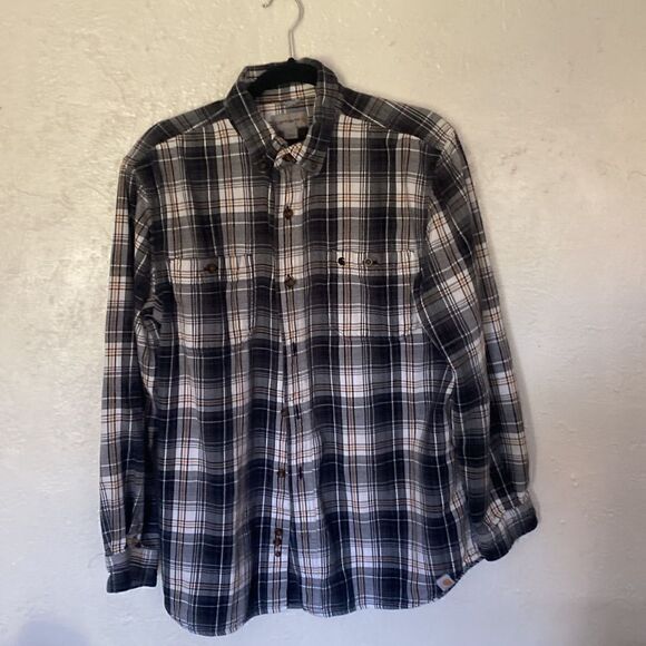 VTG CARHARTT Button Down Shirt Men's Large Plaid‎ Long Sleeve Collared See Note - Picture 1 of 7
